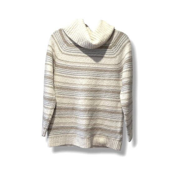 L.L.Bean Women’s Wool Blend Stripe Sweater Jumper Neutral Multistripe Size L - Picture 13 of 14